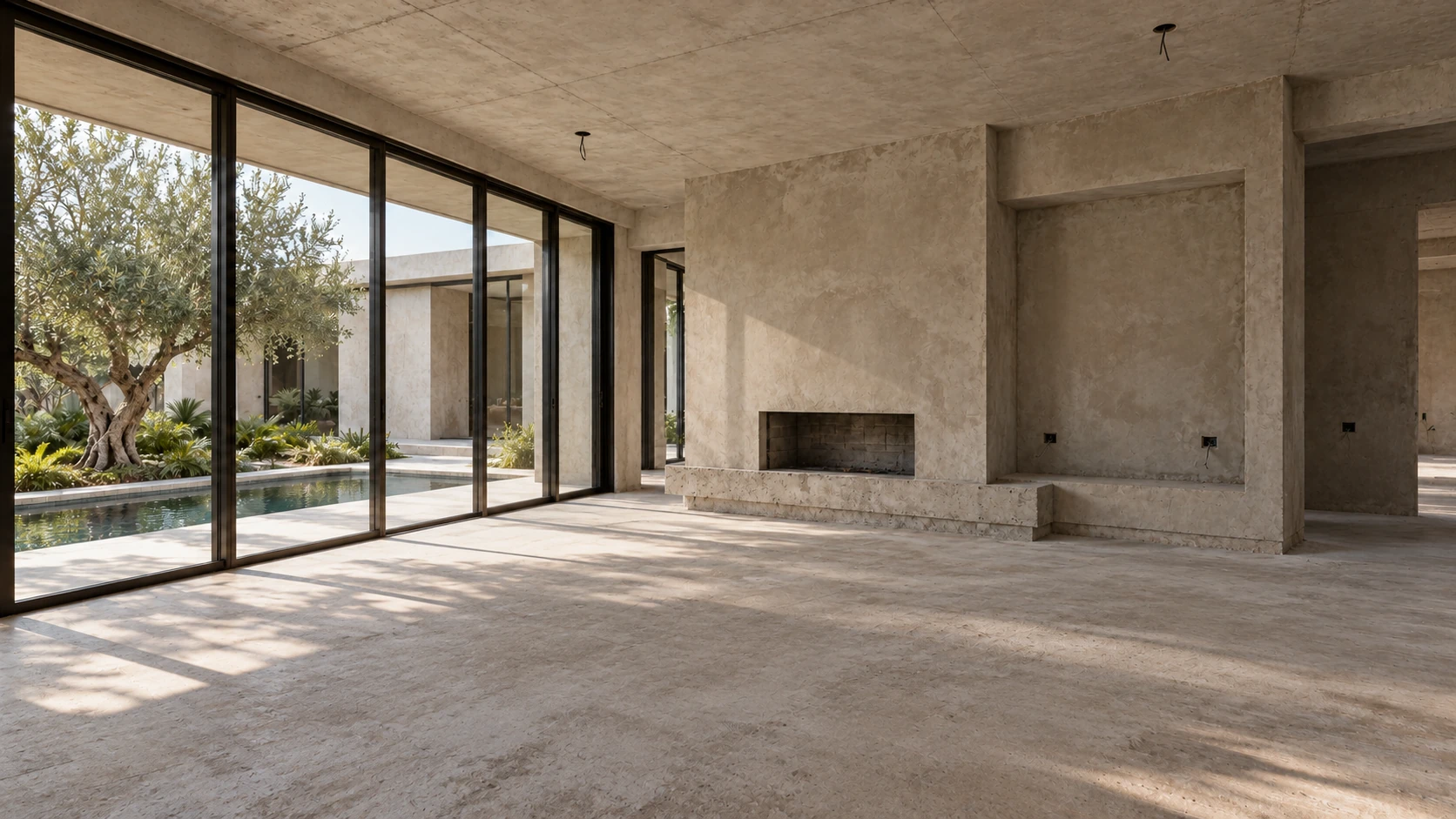 Illustrative unfinished structure of the same room